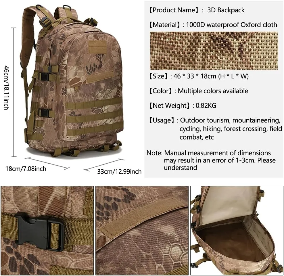 36-55L Military MOLLE Backpack for Men and Women Rucksack Tactical Assault Pack Bag for Hunting Camping Trekking (Camouflage Digital)