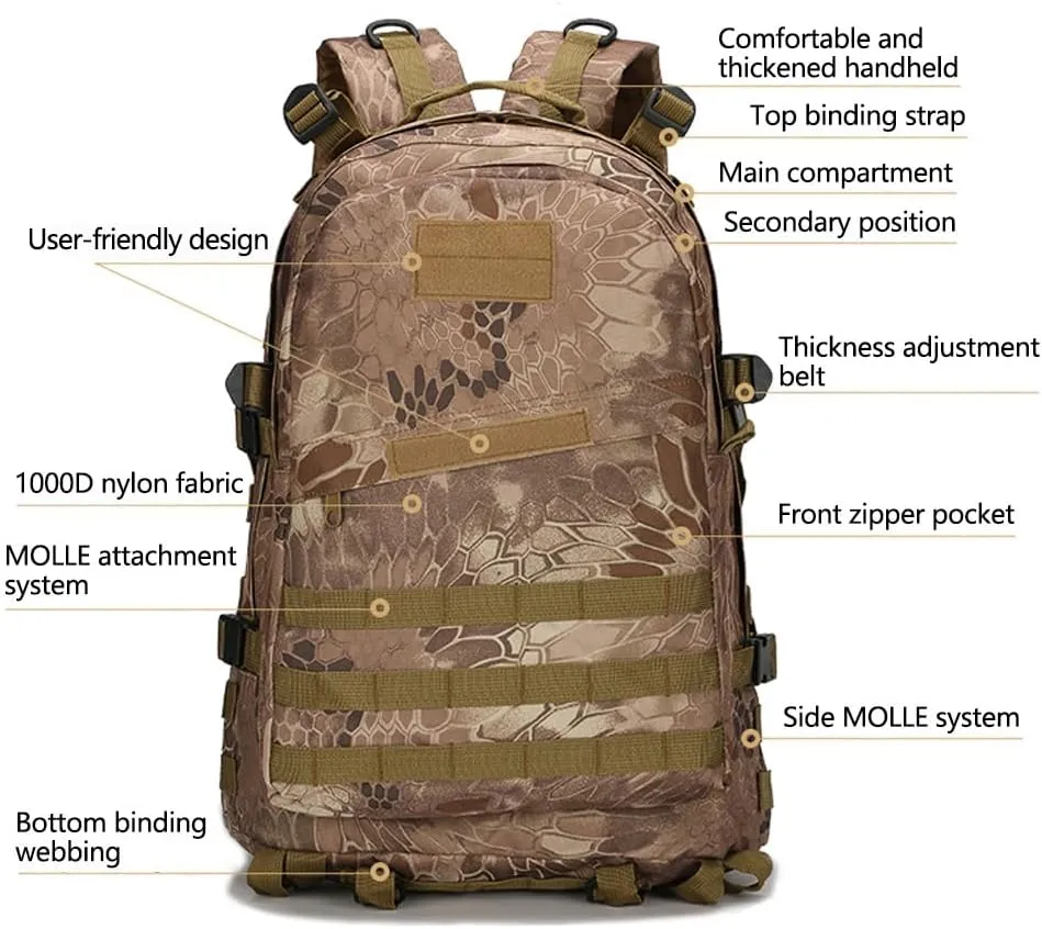 36-55L Military MOLLE Backpack for Men and Women Rucksack Tactical Assault Pack Bag for Hunting Camping Trekking (Camouflage Digital)