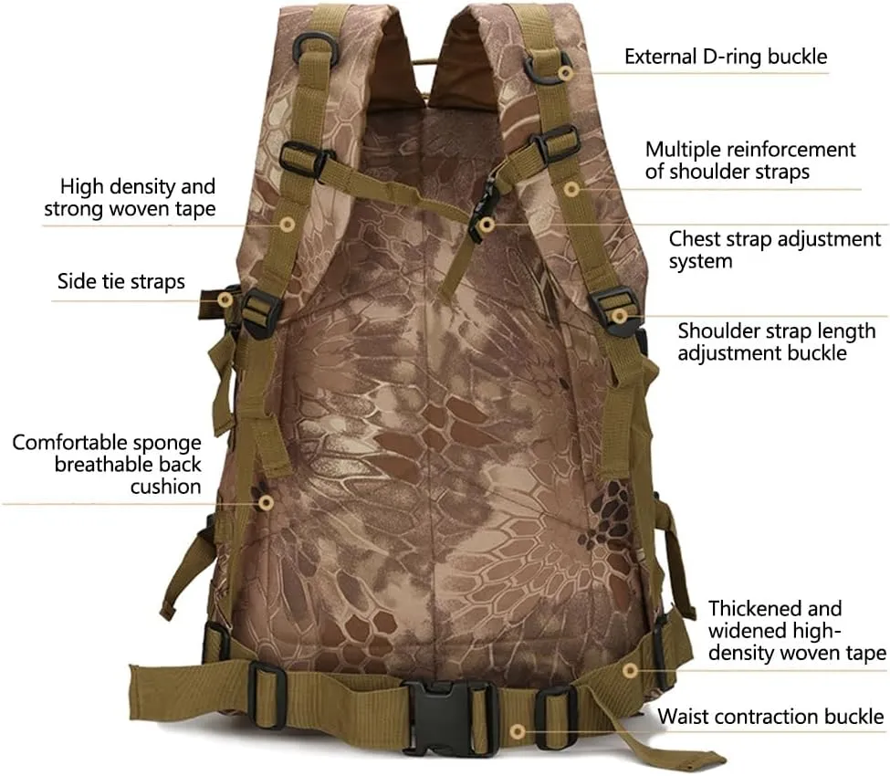 36-55L Military MOLLE Backpack for Men and Women Rucksack Tactical Assault Pack Bag for Hunting Camping Trekking (Camouflage Digital)