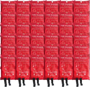 36 Packs Fire Blanket – 39.37x39.37 Inches, 1100℉ Heat Resistant, Emergency Fire Suppression Blanket for Kitchen, Home, Car, Camping – Easy to Use, Non-Toxic, Reusable, Compact & Lightweight