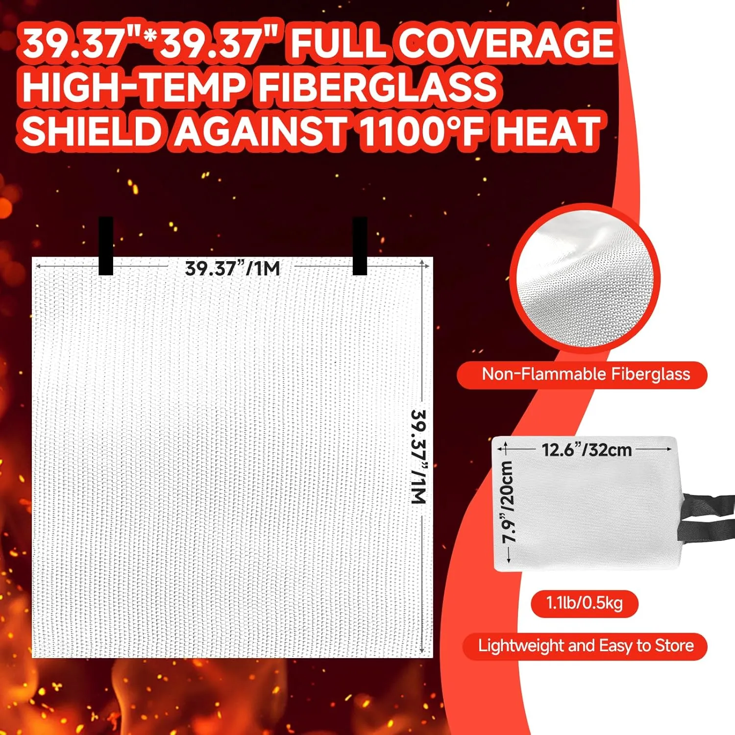 36 Packs Fire Blanket – 39.37x39.37 Inches, 1100℉ Heat Resistant, Emergency Fire Suppression Blanket for Kitchen, Home, Car, Camping – Easy to Use, Non-Toxic, Reusable, Compact & Lightweight