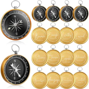 36 Pcs Engraved Bible Verses Compass Bulk,Christian Gifts for Fathers Day,Religious Hiking Compass for Men,Vintage Church Keepsakes for Sunday School,First Communion,Graduation