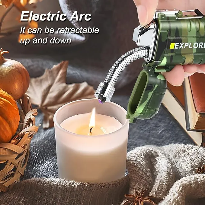 360 Flex Electric Lighter - USB Rechargeable Arc Lighter with Windproof Plasma Flame, Flexible Neck Grill Lighter, Waterproof Candle Lighter for Aromatherapy Camping BBQ -Survival Tactical Gear