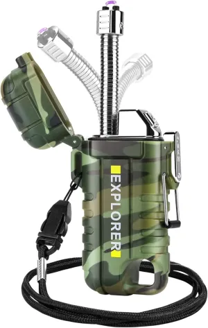 360 Flex Electric Lighter - USB Rechargeable Arc Lighter with Windproof Plasma Flame, Flexible Neck Grill Lighter, Waterproof Candle Lighter for Aromatherapy Camping BBQ -Survival Tactical Gear