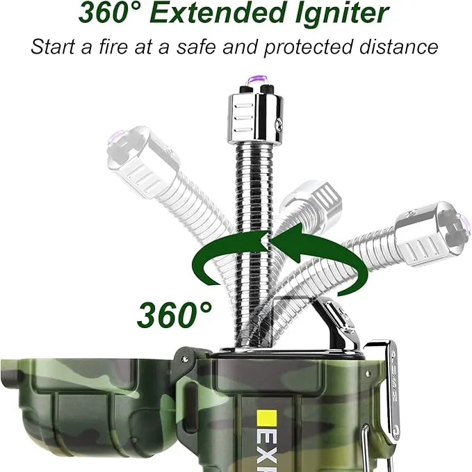360 Flex Electric Lighter - USB Rechargeable Arc Lighter with Windproof Plasma Flame, Flexible Neck Grill Lighter, Waterproof Candle Lighter for Aromatherapy Camping BBQ -Survival Tactical Gear