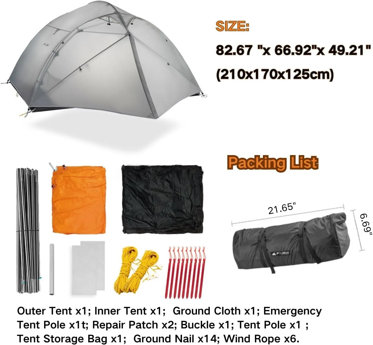 3F UL GEAR 3/4Person Camping Tent, Waterproof Tent For 3/4Seasons, Easy Set Up Hiking, Backpacking Tent Shelter, Included Ground Cloth