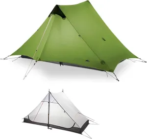 3FULGEAR Lanshan 2 Tent 2 Person Ultralight Camping Tent, 3/4 Season Professional 15D Silnylon Rodless Tent for Camping, Climbing, Hiking