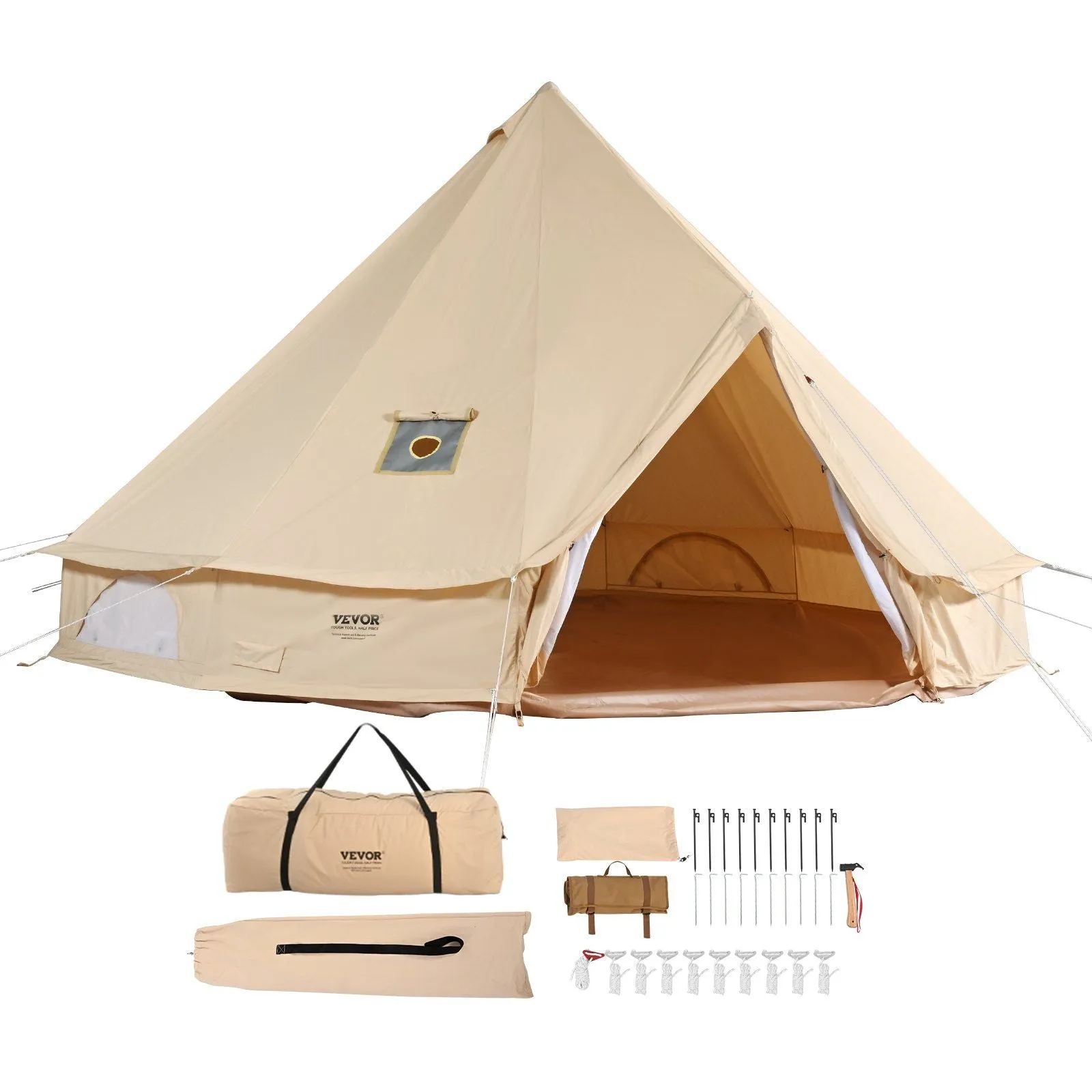 3M) Glamping Digital-first Bell Yurt Person and VEVOR Detachable 10'x98"(Diameter for Jack Waterproof 10'x Family Side Tent, Canvas with Tent Camping, 3-5 Breathable Expert advice Wall Stove