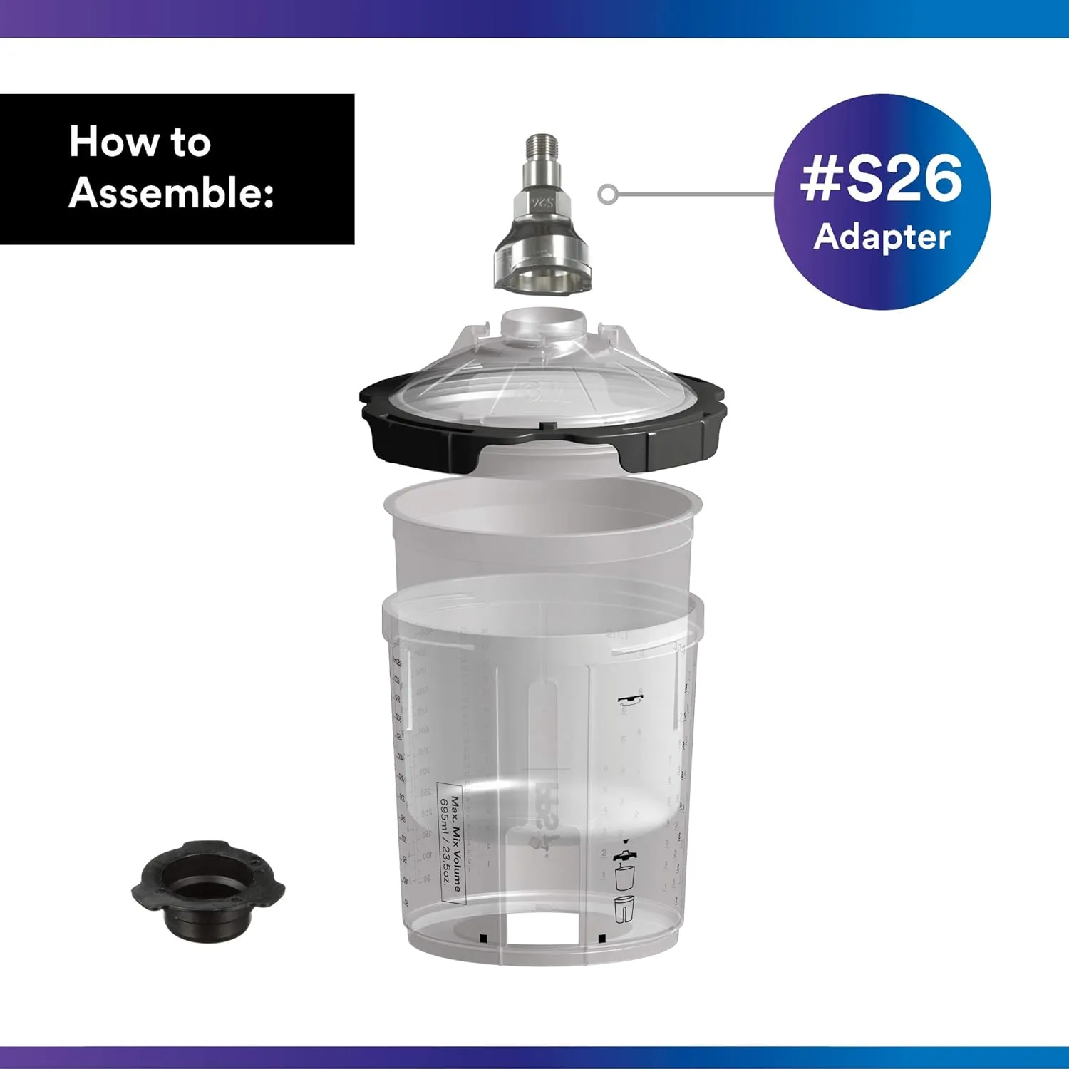 3M PPS 2.0 Spray Gun Adapter #S26, 26118, 11 mm Male, 1.0 mm Thread, Connects Select Central Pneumatic and DeVilbiss Paint Guns to PPS 2.0 Paint Spray System, 1 Pack