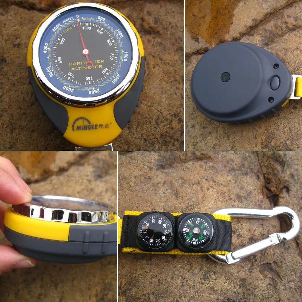 4-in-1 Altitude Meter - Altimeter, Barometer, Compass, Thermometer for Portable Camping and Hiking