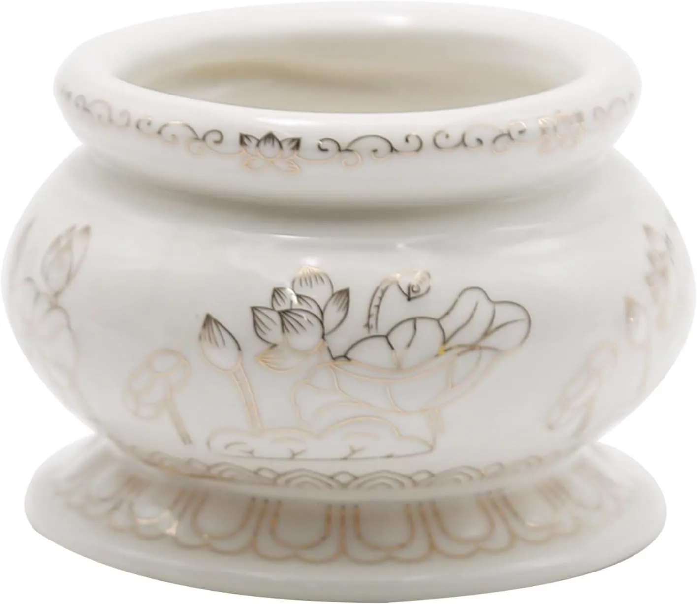 4 Inches White Ceramic Incense Small Burner Pot for for Meditation, Prayer & Yoga for Praying Buddha Tibetan Buddhist Altar Incense Censer