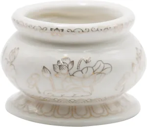 4 Inches White Ceramic Incense Small Burner Pot for for Meditation, Prayer & Yoga for Praying Buddha Tibetan Buddhist Altar Incense Censer
