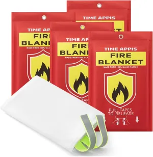 4 Pack Fire Blanket, 40''x40'' Emergency Fireproof Blankets for Home and Kitchen, with Reflective Strips Heavy Duty Fiberglass Insulation Fireblanket, Emergency Survival Safety