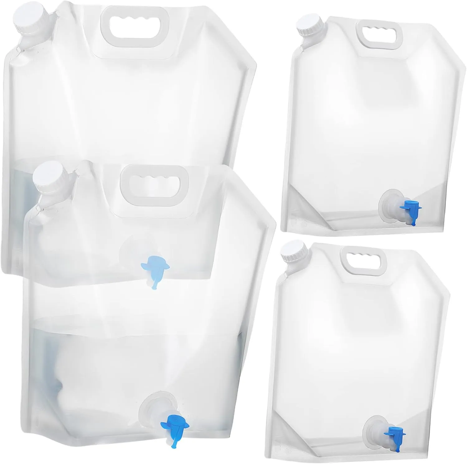 4 Pcs 10L Foldable Water Containers with Spout Portable Water Jugs for Camping Hiking Sports and Outdoor Activities Design for Easy Storage
