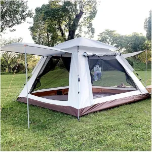 4-Person Pop-Up Camping Tent, Waterproof Blackout, Quick Setup, Sturdy Ventilated for Hiking Outdoors