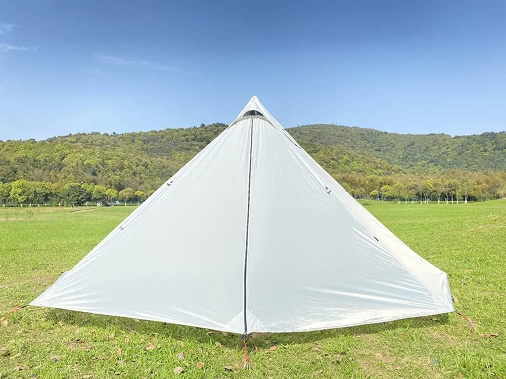 4 Person Tent for 4 Season Grey Ultralight 15D Nylon Teepee Hot Tent with Fire Retardant Stove Jack with 2 Doors