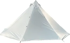 4 Person Tent for 4 Season Grey Ultralight 15D Nylon Teepee Hot Tent with Fire Retardant Stove Jack with 2 Doors