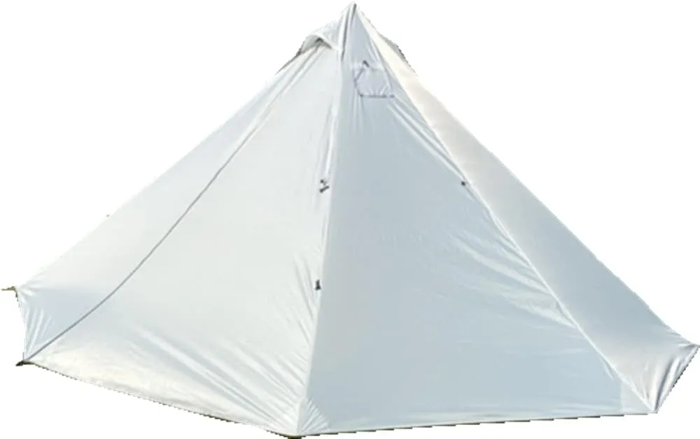 4 Person Tent for 4 Season Grey Ultralight 15D Nylon Teepee Hot Tent with Fire Retardant Stove Jack with 2 Doors