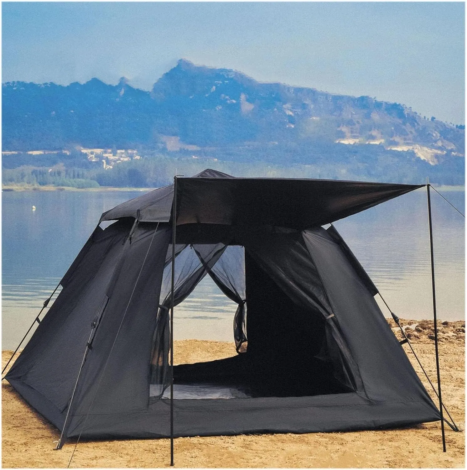 4-Person Waterproof Pop-Up Tent, Insect-Proof, Quick Setup, Spacious Ventilated for Camping, Festivals Hiking