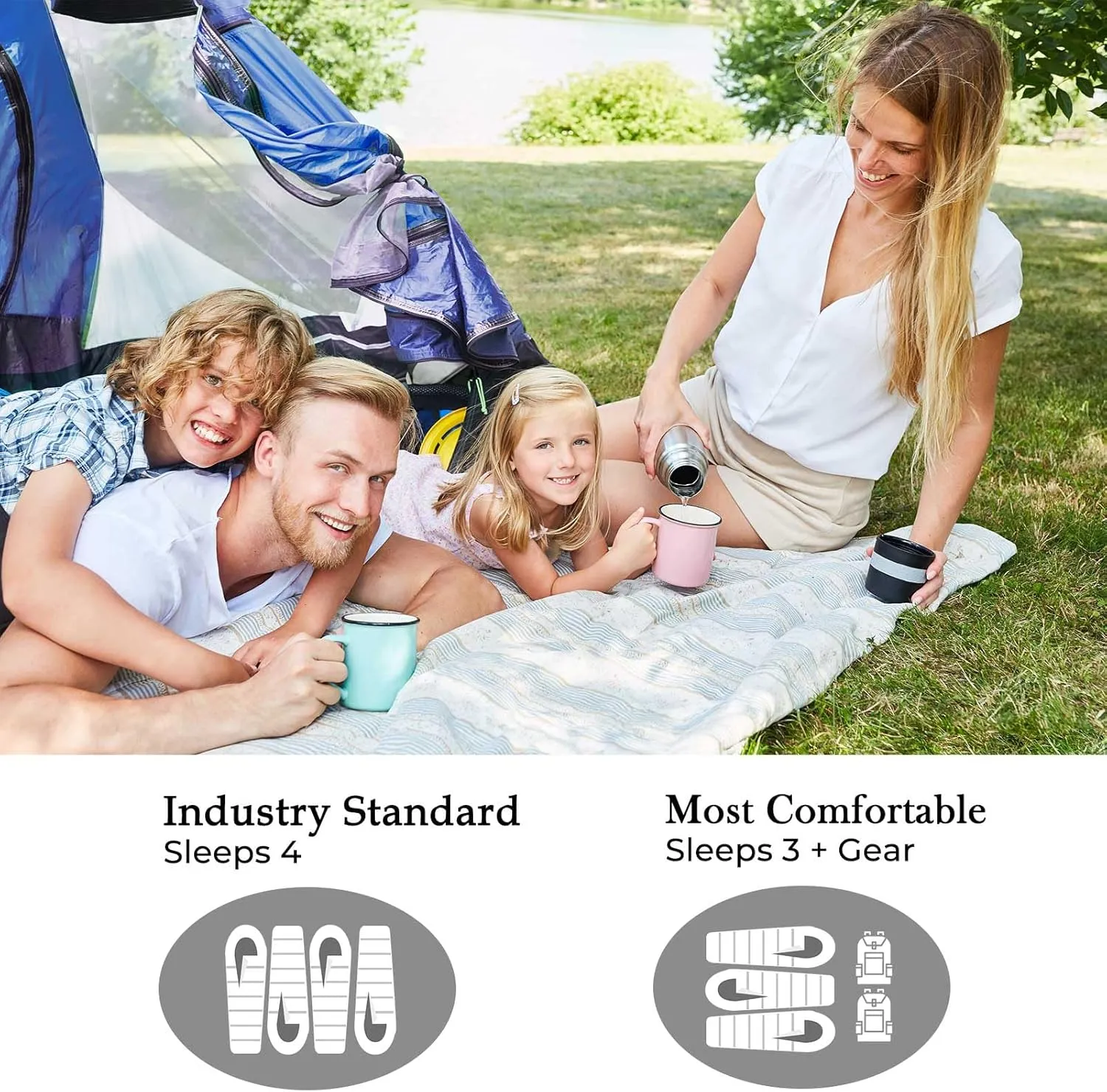 4/6 Person Easy Pop Up Tent, Waterproof, Automatic Setup,2 Doors-Instant Family Tents for Camping, Hiking & Traveling