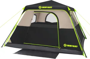 4/6 Person Instant Tent, Waterproof Pop Up Tents for Camping with Rainfly, 60 Seconds Easy Setup, Automatic Cabin Tent for Family Camping with Expandable Carry Bag & Upgraded Ventilation