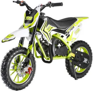 49cc Kids Dirt Bike, Gas Powered 2-Stroke Mini Motocross Motorcycle, Off-Road Dirtbike for Kids with Front/Rear Disc Brakes, Shock Absorption, Soft Seat Cushion,Pull Start