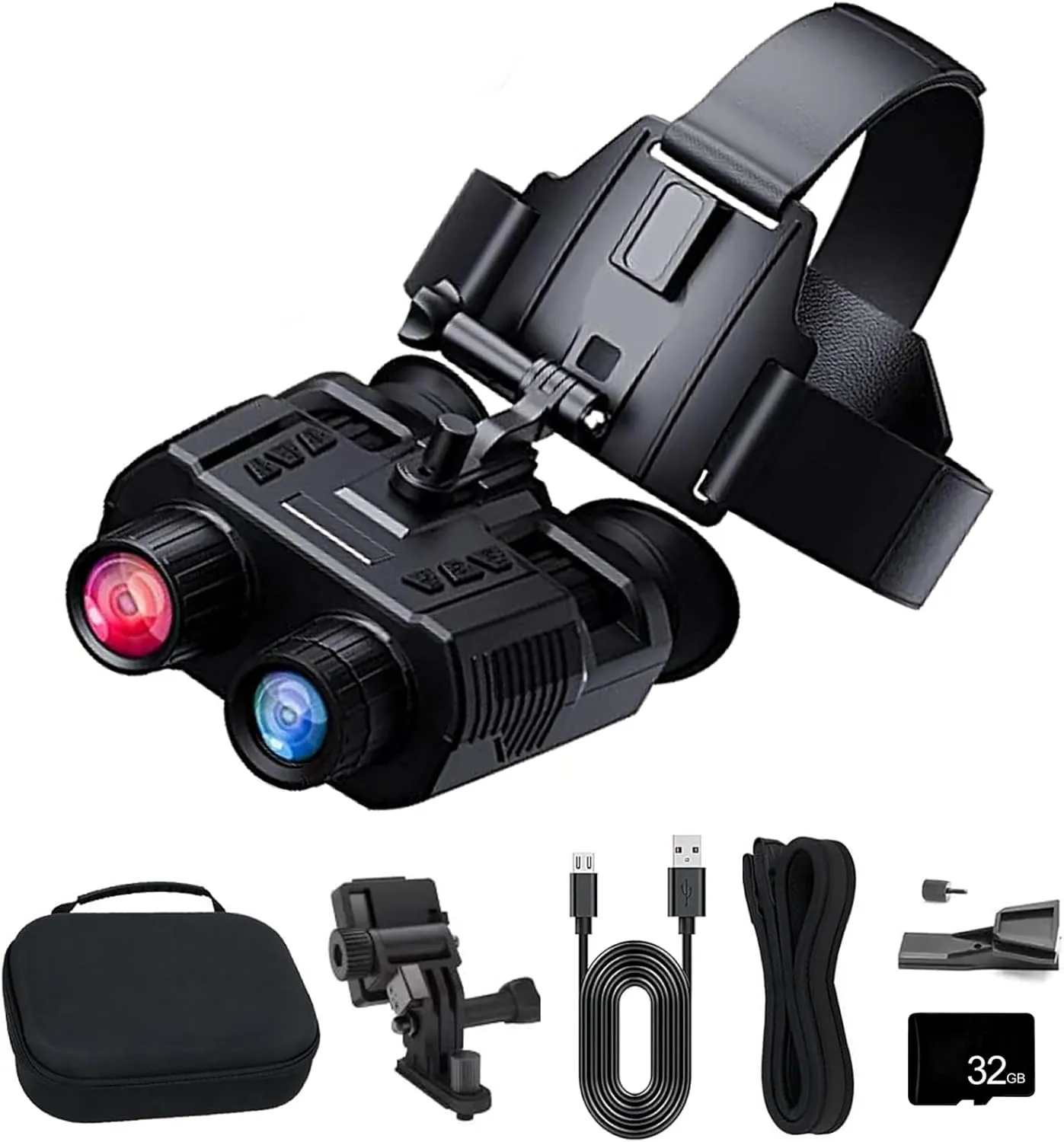 4K Head-Mounted Night Vision Goggles for Adults, Naked Eye 3D Night Vision Binoculars, 8X Digital Zoom, Built-in Dual Screen Digital Infrared Night Vision Scope for Camping