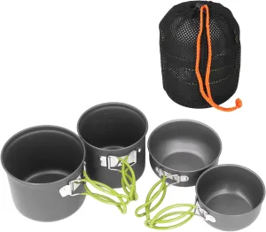 4pcs Camping Cookware Kit Backpacking Cookware Set Lightweight Camping Pots Compact Camping Cooking Gear Travel Camping Cooking Set Hiking Cookware Kit