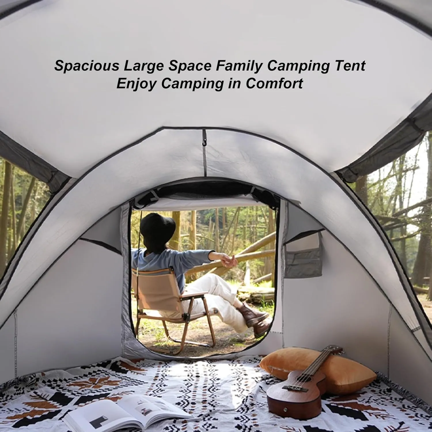 5-8 Person Camping Tent Outdoor Instant Pop Up Tent Waterproof Automatic Set Up Throw Tent 2 Doors 2 Windows Portable Family Tents for Camping Hiking