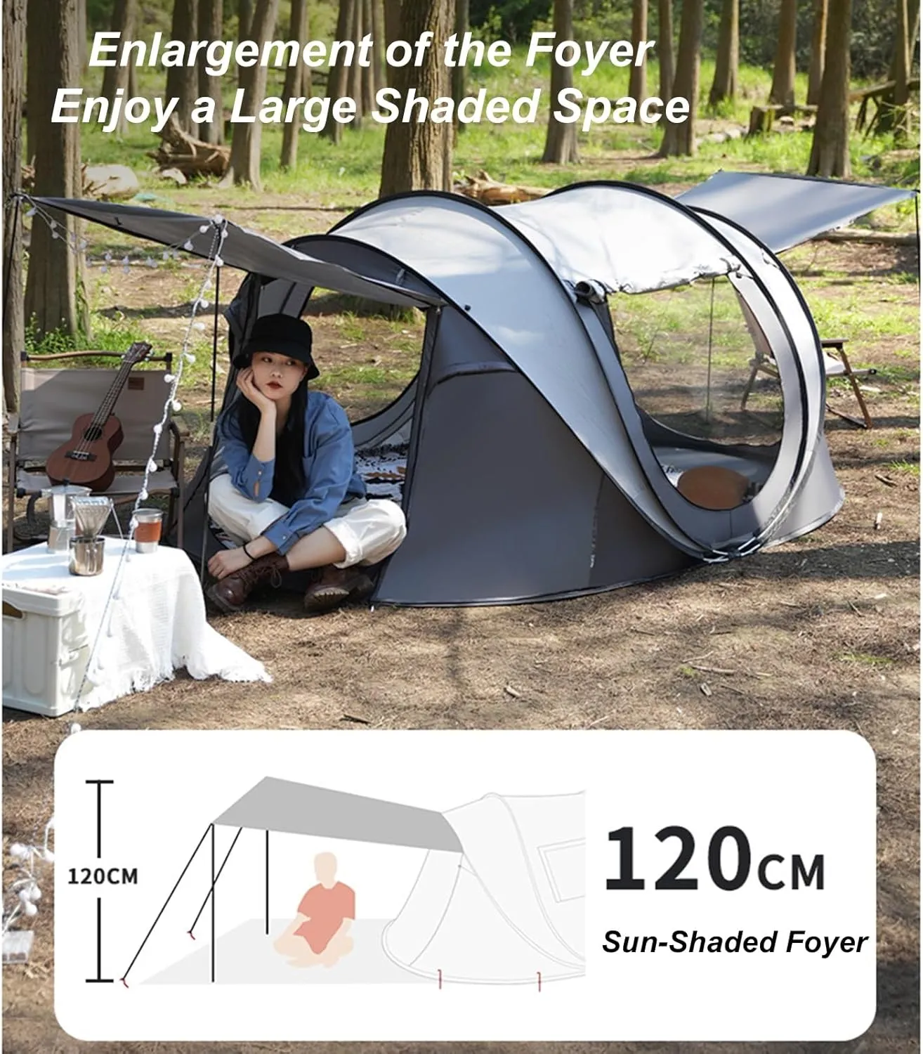 5-8 Person Camping Tent Outdoor Instant Pop Up Tent Waterproof Automatic Set Up Throw Tent 2 Doors 2 Windows Portable Family Tents for Camping Hiking