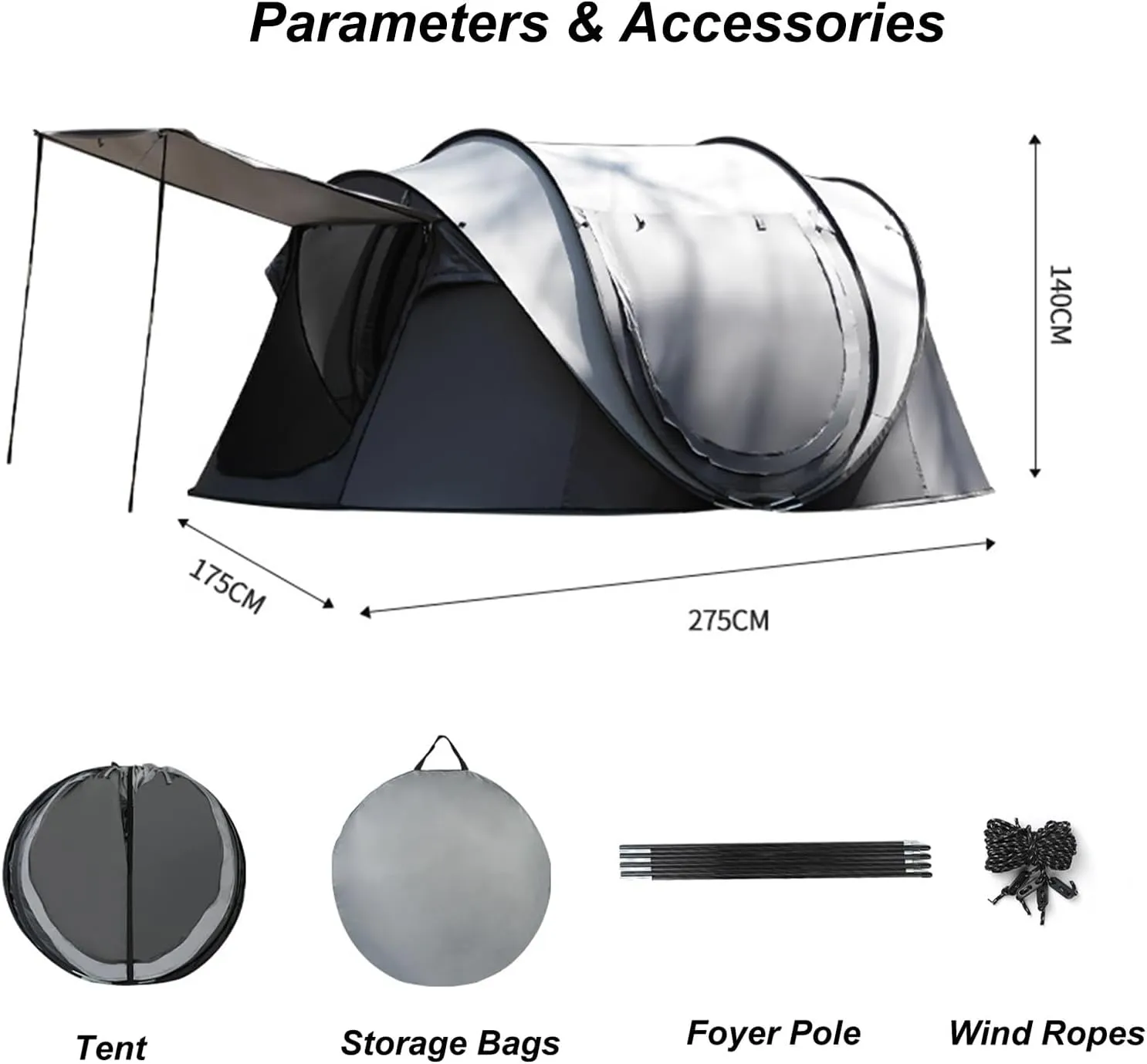 5-8 Person Camping Tent Outdoor Instant Pop Up Tent Waterproof Automatic Set Up Throw Tent 2 Doors 2 Windows Portable Family Tents for Camping Hiking