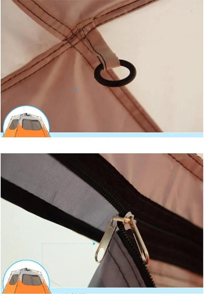 5-8 Person Family Camping Tent Automatic Pop Up Tent with Zipped Double Door Foldable Festival Double Layer Tent with Porch for Outdoor Hiking Fishing (Orange 5) (Orange 5)