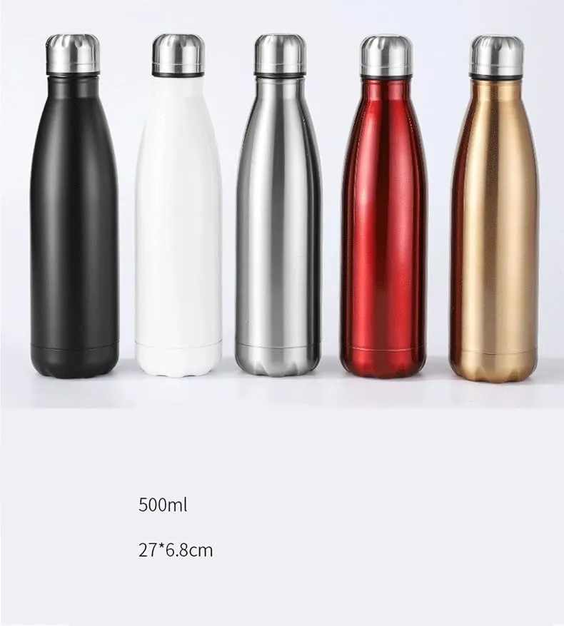 500ML Kettle, Double-layer Stainless Steel Sports Water Bottle, Suitable For Outdoor Travel And Camping(Gold)