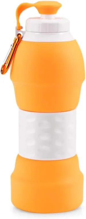 500ML Portable Silicone Water Bottle Retractable Folding Coffee Bottle Outdoor Travel Drinking Collapsible Sport Drink Kettle (Color : Orange 3)