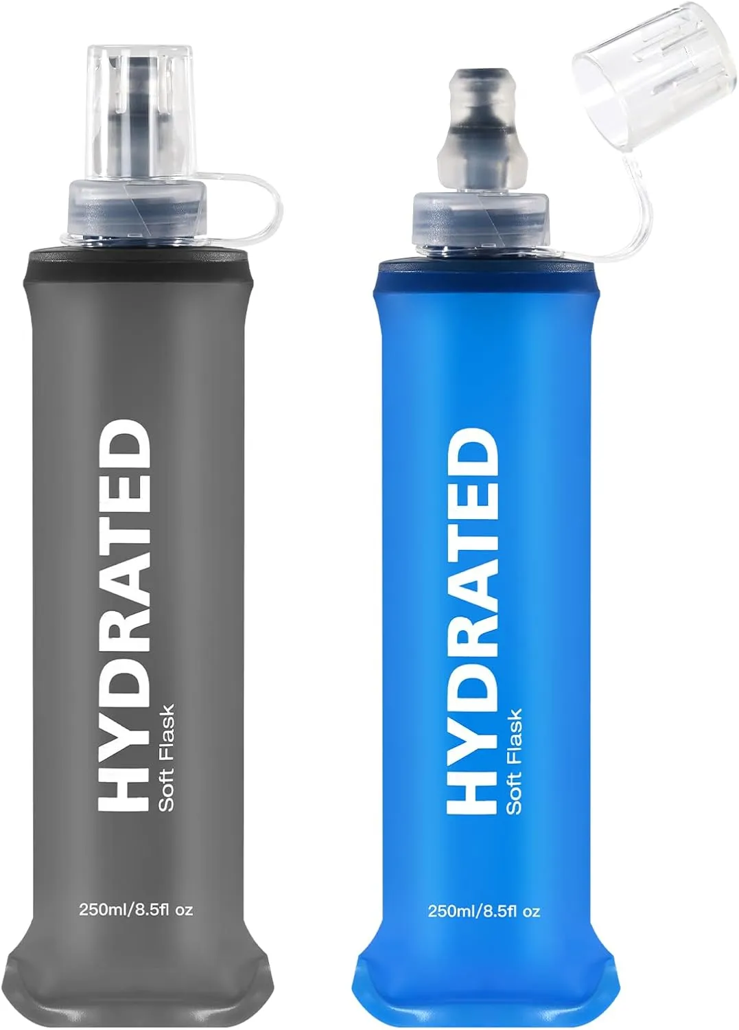 500ml Soft Flask 2Pack, TPU Collapsible Soft Water Bottle, 17oz Foldable TPU Bottles for Hydration Pack BPA-Free, Running Lightweight Water Bottle for Hiking Cycling Climbing Running