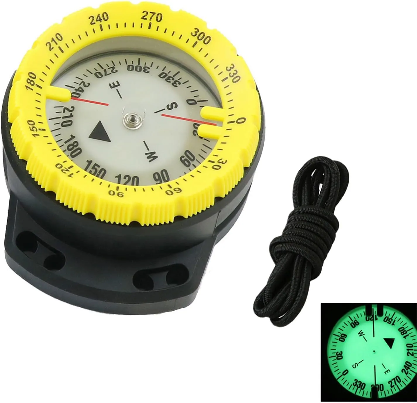 50M Diving Wrist Compass, Luminous Navigation Tool with Elastic Rope, Portable Underwater Compass for Diving, Camping, and Outdoor Activities