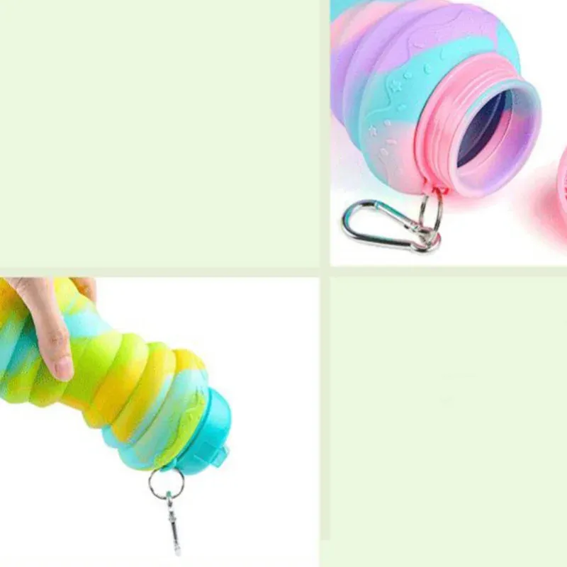 550ml Water Bottle Leak Proof Twist Cap BPA Free Silicone Foldable Water Bottle Portable Sports Cups With Flip Spout For Gym Camping Sports Lightweight Travel Bottle