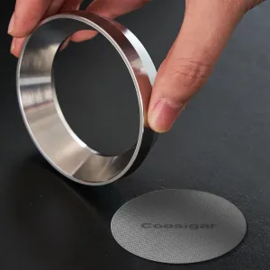 58mm Espresso Dosing Funnel and Puck Screen Set,Stainless Steel Coffee Dosing Ring Compatible with Gaggia E61 58mm Portafilter.Reusable 1.7mm Thickness Puck Screen.(Stainless Steel)