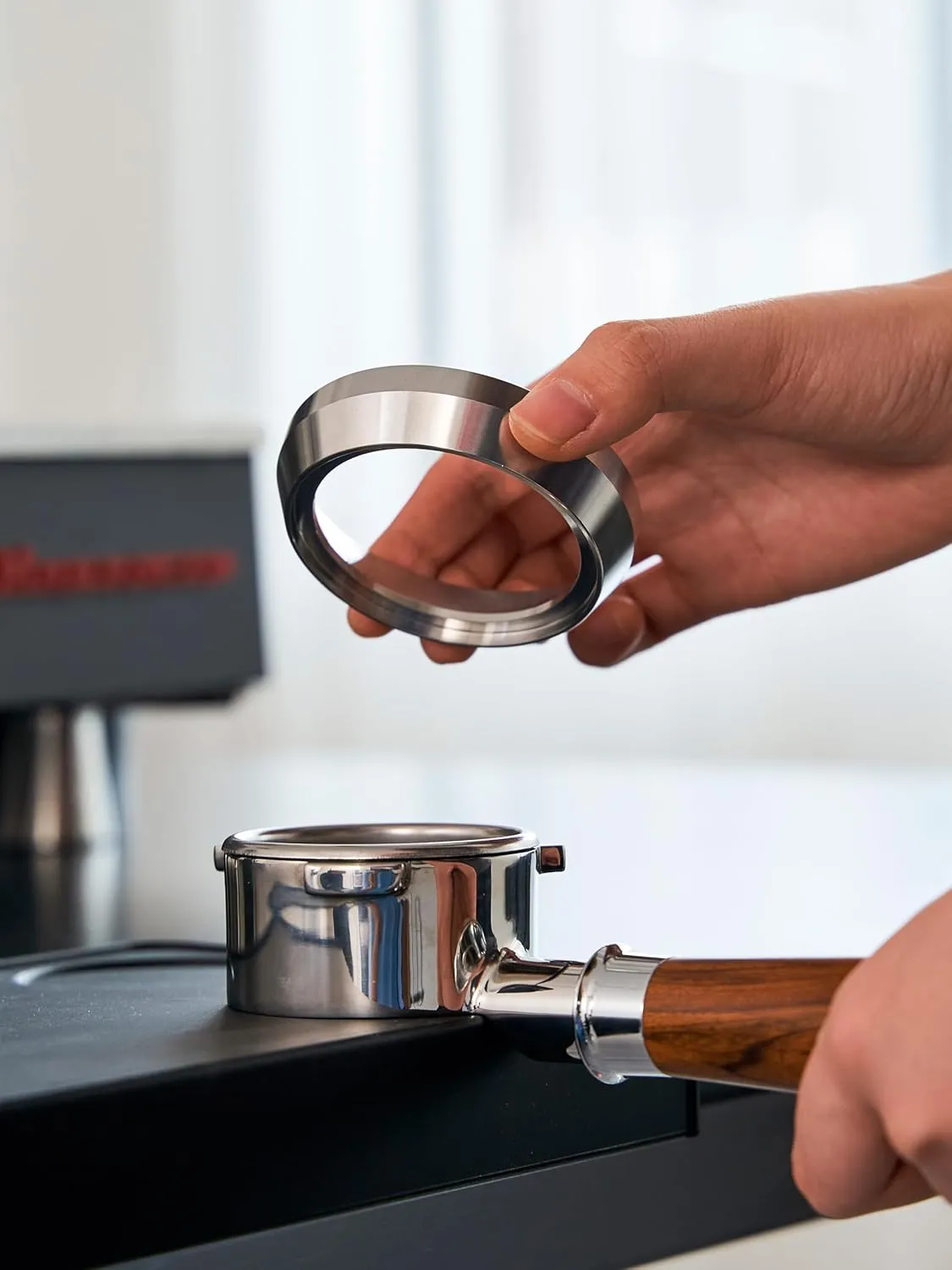 58mm Espresso Dosing Funnel and Puck Screen Set,Stainless Steel Coffee Dosing Ring Compatible with Gaggia E61 58mm Portafilter.Reusable 1.7mm Thickness Puck Screen.(Stainless Steel)