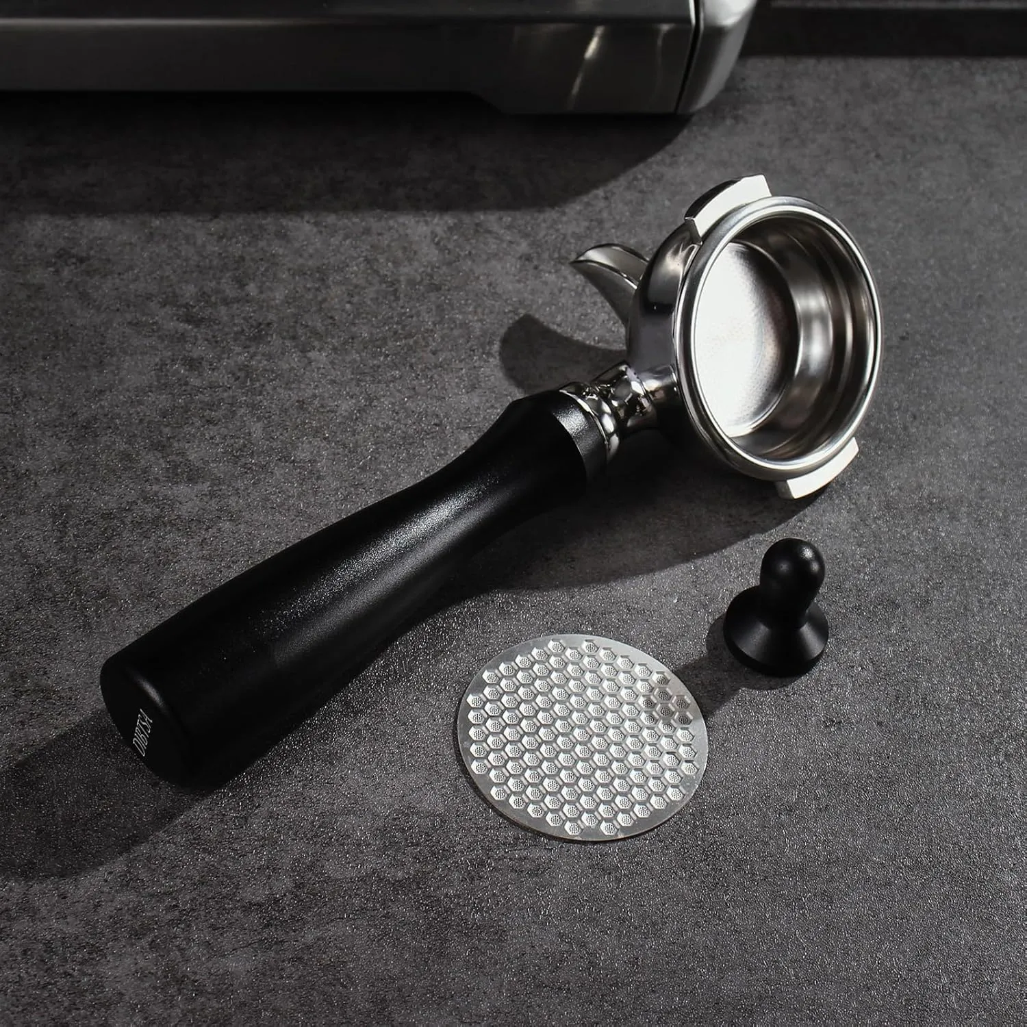 58mm Portafilter 2 Ears Single Spout Compatible with E61 Group Head, Flair 58, ECM, Rocket, Sanremo, Synesso, Slayer, VBM, with Filter Basket and Puck Screen, Anodized Aluminum Handle