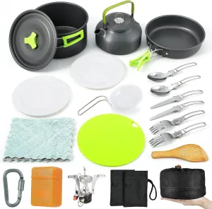 5pcs -20pcs Set TMKOOL Camping Cookware Mess Kit Outdoor Hiking Backpacking Picnic Cooking Bowl Non Stick Pot