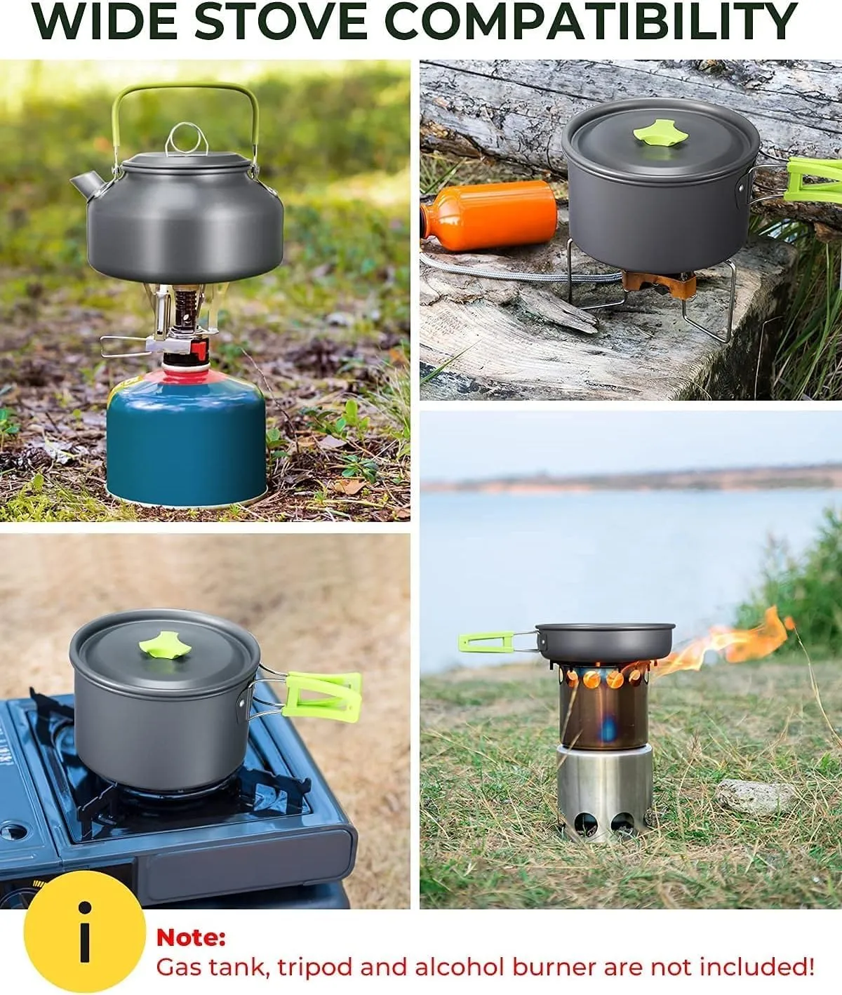 5pcs -20pcs Set TMKOOL Camping Cookware Mess Kit Outdoor Hiking Backpacking Picnic Cooking Bowl Non Stick Pot