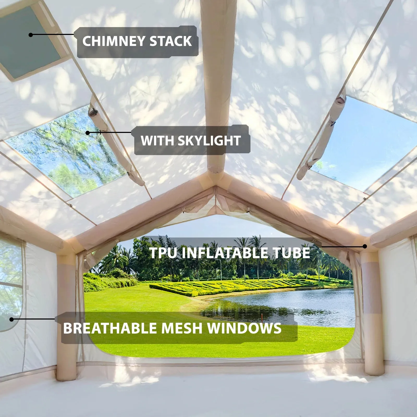 6-8 People Inflatable Tent for Camping with Pump Portable Blow Up Tent Easy Set-up Air Tent