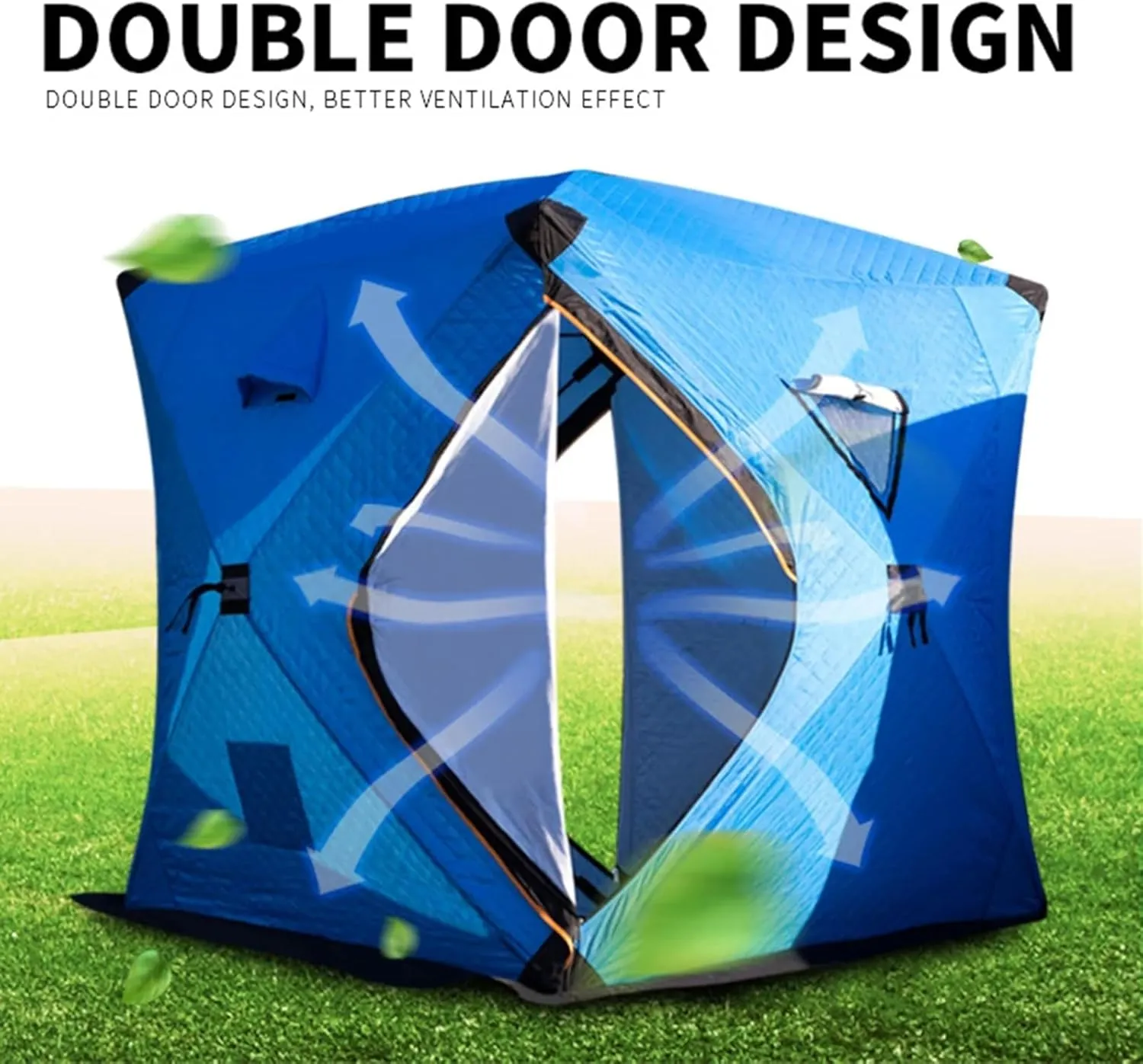 6-8 Person Inflatable Camping Tent with Pump, Easy Setup 4 Season Waterproof Windproof Outdoor Blow Up Tent, Cabin Tent with Mesh & Doors