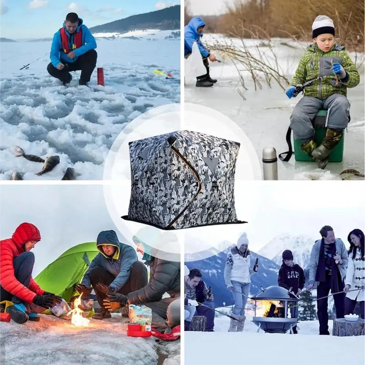 6-8 Person Inflatable Camping Tent with Pump, Easy Setup 4 Season Waterproof Windproof Outdoor Blow Up Tent, Cabin Tent with Mesh & Doors