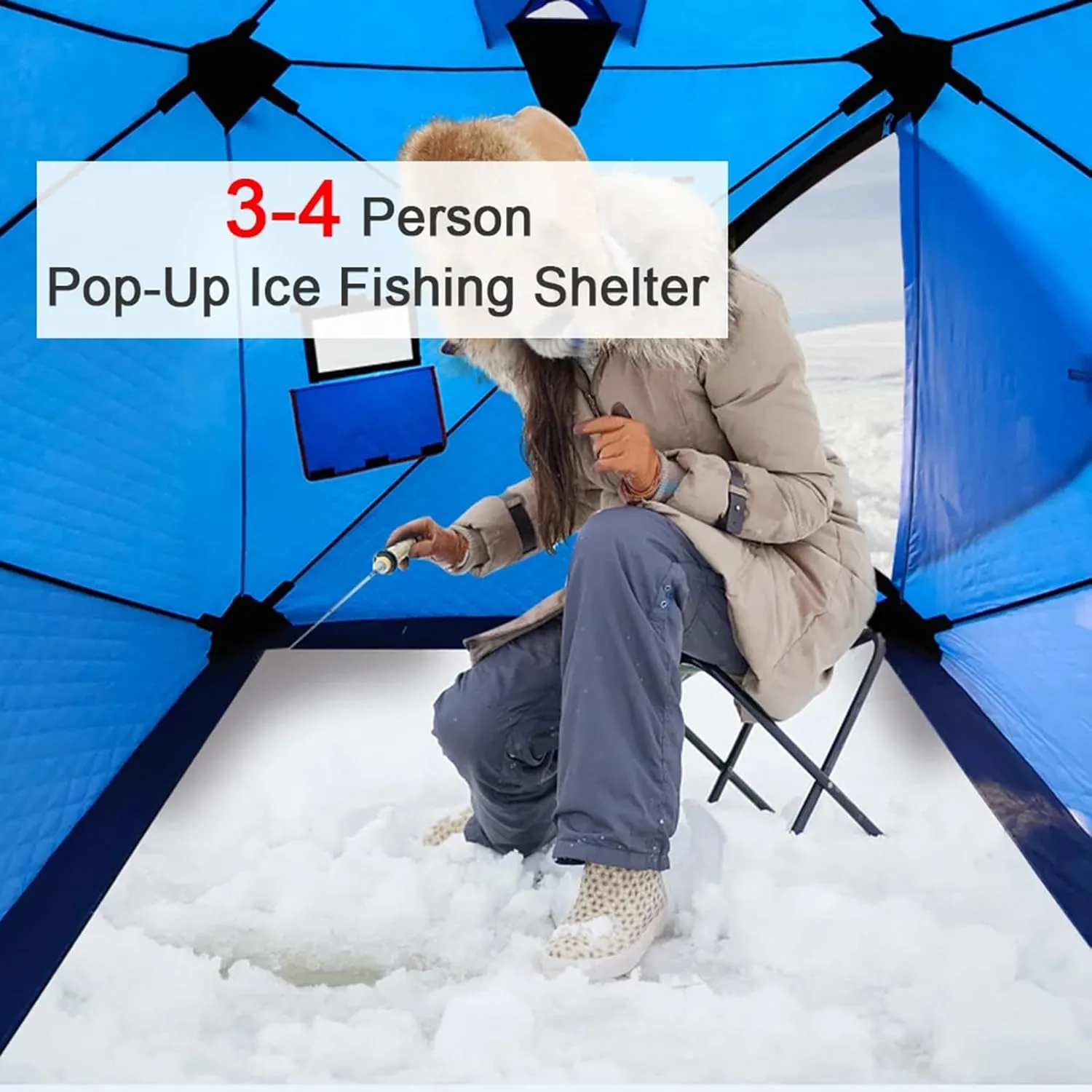 6-8 Person Inflatable Camping Tent with Pump, Easy Setup 4 Season Waterproof Windproof Outdoor Blow Up Tent, Cabin Tent with Mesh & Doors