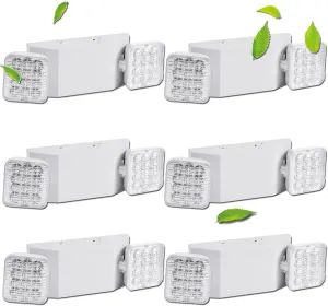 6 Pack LED Emergency Lights Fixture, Commercial Emergency Lights with Battery Backup, Square 2 Head Adjustable Emergency Light for Home & Business, Emergency exit Sign Light AC110V-277V