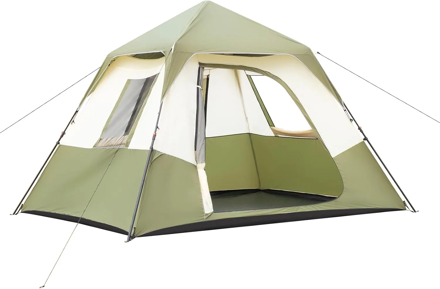 6 Person Camping Tent, All-Weather Easy Setup Outdoor Tent, Portable Lightweight Pop Up Sun Shelter Tents with Mesh Layer and Carrying Bag Windproof & Waterproof Tents for Beach Hiking Travel