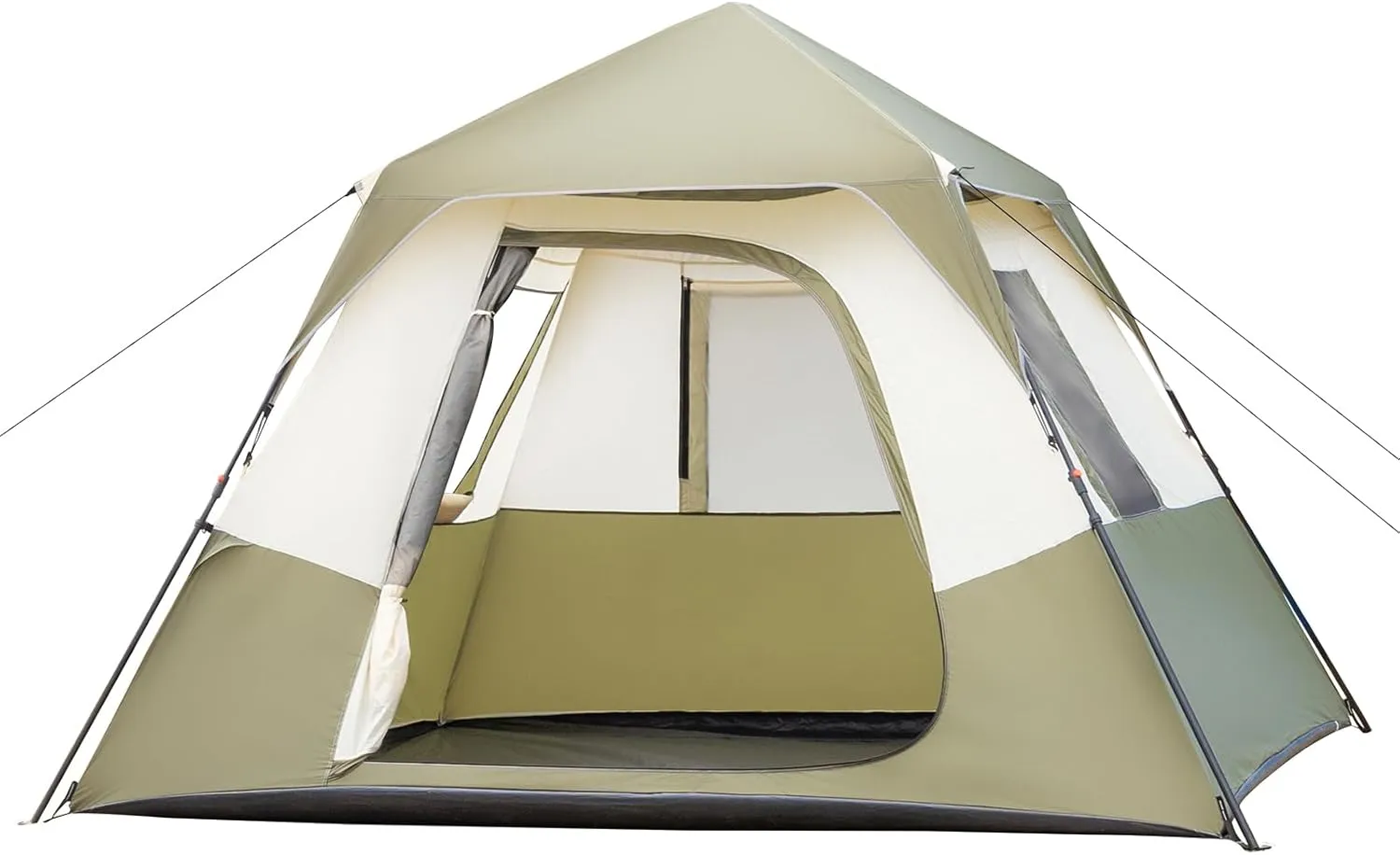 6 Person Camping Tent, All-Weather Easy Setup Outdoor Tent, Portable Lightweight Pop Up Sun Shelter Tents with Mesh Layer and Carrying Bag Windproof & Waterproof Tents for Beach Hiking Travel
