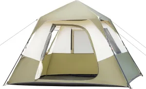 6 Person Camping Tent, All-Weather Easy Setup Outdoor Tent, Portable Lightweight Pop Up Sun Shelter Tents with Mesh Layer and Carrying Bag Windproof & Waterproof Tents for Beach Hiking Travel